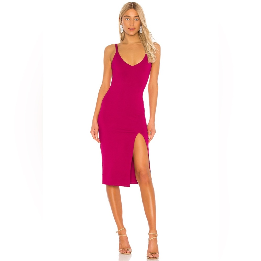 REVOLVE Fuchsia Midi Dress with Side Slit